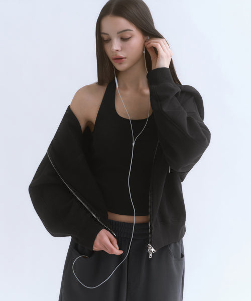WOMENS SLIM HALTER TOP #韓韶禧同款! - 3 COLORS BLACK