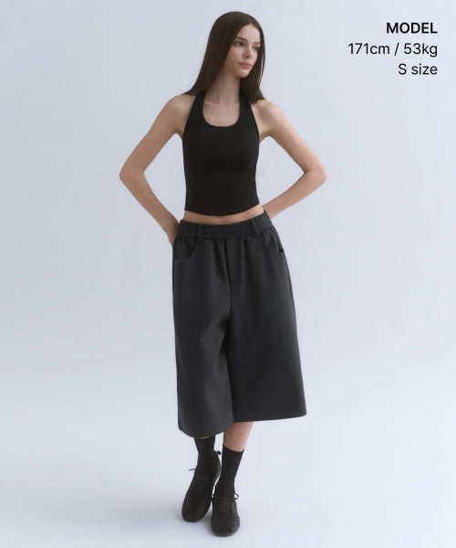 WOMENS SLIM HALTER TOP #韓韶禧同款! - 3 COLORS BLACK