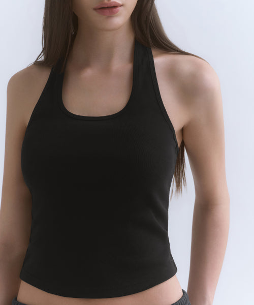 WOMENS SLIM HALTER TOP #韓韶禧同款! - 3 COLORS BLACK