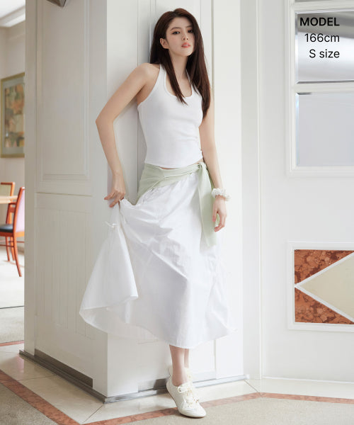 WOMENS SLIM HALTER TOP #韓韶禧同款! - 3 COLORS WHITE