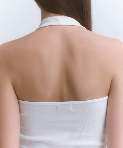 WOMENS SLIM HALTER TOP #韓韶禧同款! - 3 COLORS WHITE