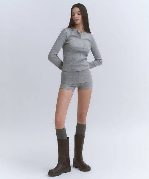 WOMENS TURN DOWN MICRO JERSEY SHORTS #韓韶禧同款! - 3 COLORS GREY