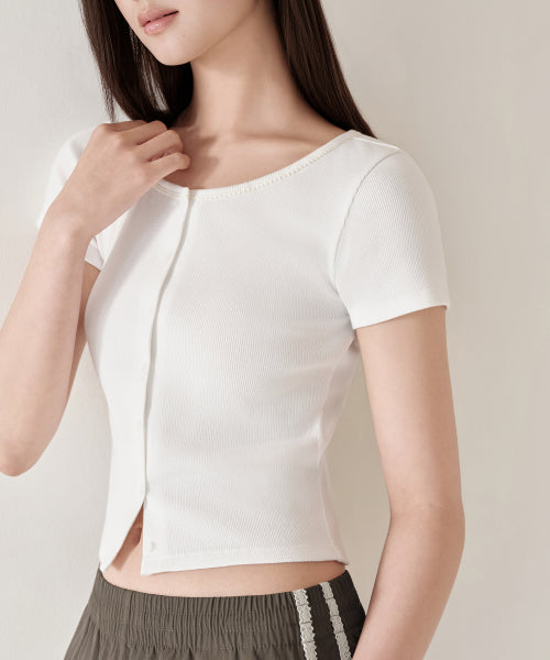 WOMENS LACE TRIM SHORT SLEEVE JERSEY CARDIGAN #韓韶禧同款! - 3 COLORS WHITE