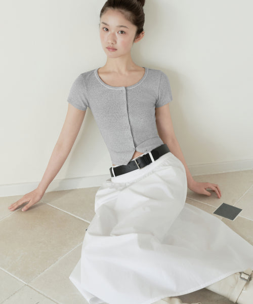 WOMENS LACE TRIM SHORT SLEEVE JERSEY CARDIGAN #韓韶禧同款! - 3 COLORS GREY