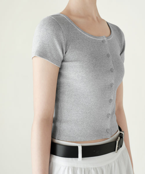 WOMENS LACE TRIM SHORT SLEEVE JERSEY CARDIGAN #韓韶禧同款! - 3 COLORS GREY
