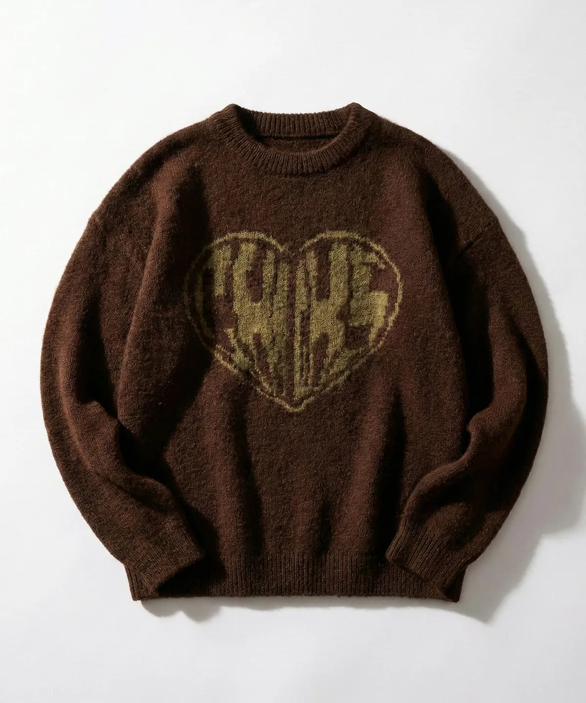 Heart Chicks Overfit Round Knit Brown