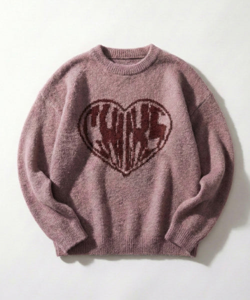 Heart Chicks Overfit Round Knit Brown