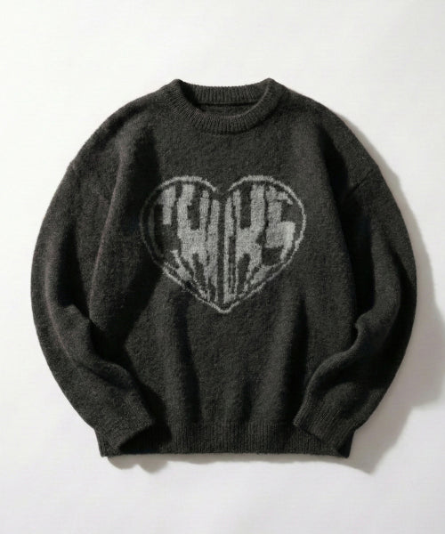 Heart Chicks Overfit Round Knit Brown
