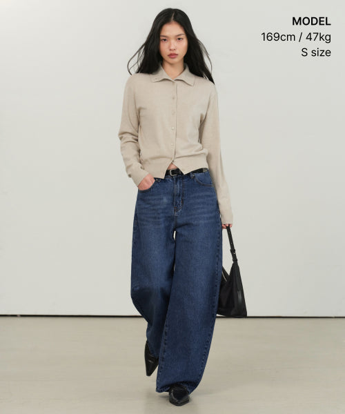 WOMENS ESSENTIAL HIGH NECK CARDIGAN #韓韶禧同款! - 4 COLORS BEIGE