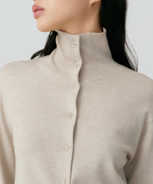 WOMENS ESSENTIAL HIGH NECK CARDIGAN #韓韶禧同款! - 4 COLORS BEIGE