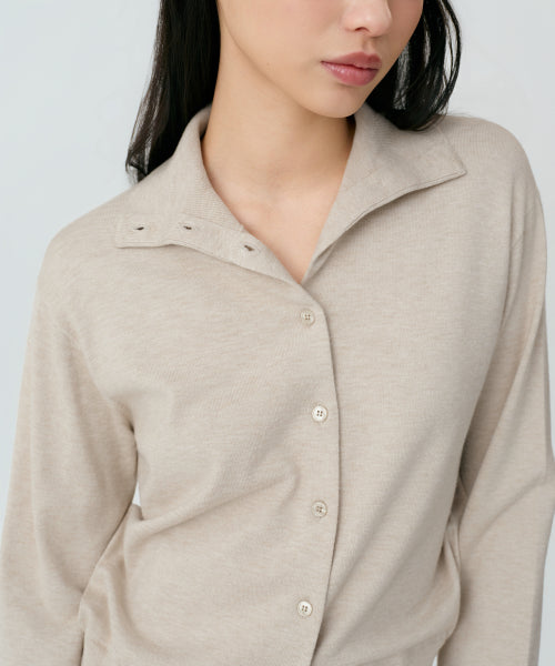 WOMENS ESSENTIAL HIGH NECK CARDIGAN #韓韶禧同款! - 4 COLORS BEIGE
