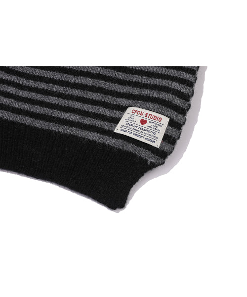 CAT STITCH STRIPE MUFFLER - 3 COLORS BLACK