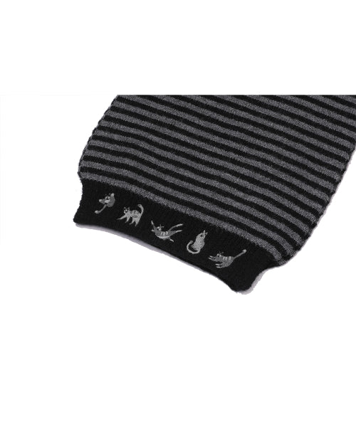 CAT STITCH STRIPE MUFFLER - 3 COLORS BLACK
