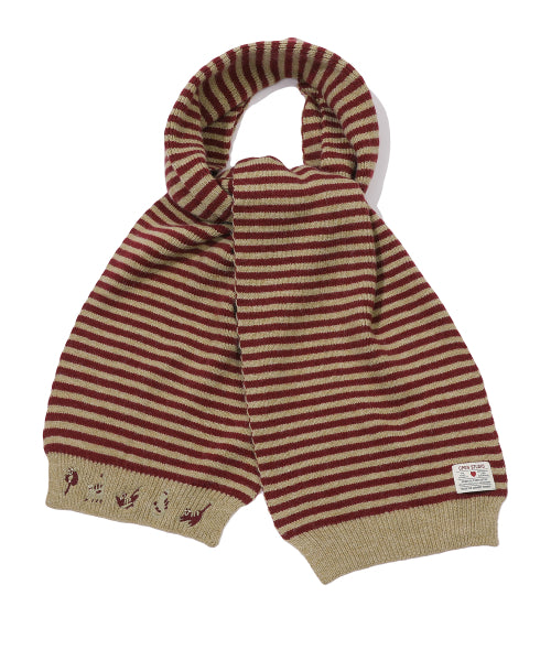 CAT STITCH STRIPE MUFFLER - 3 COLORS BURGUNDY