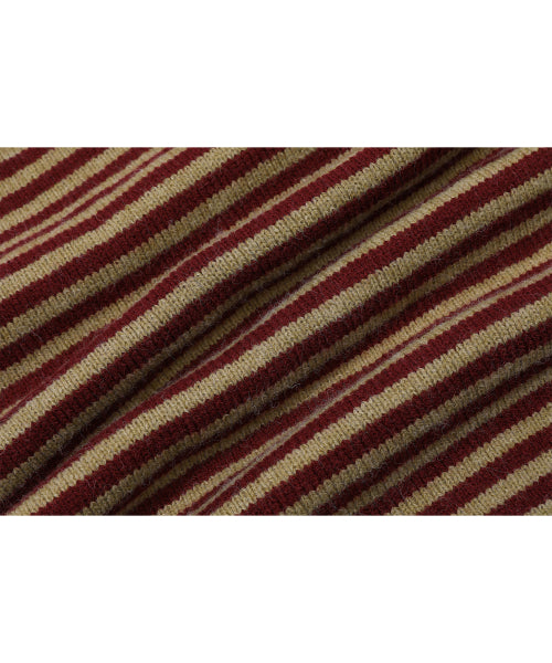 CAT STITCH STRIPE MUFFLER - 3 COLORS BURGUNDY