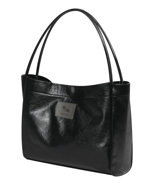 BIG LEATHER SHOULDER BAG BLACK