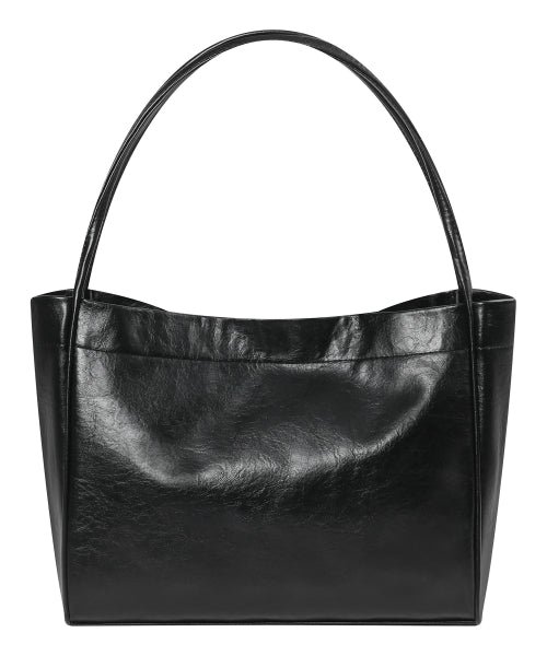 BIG LEATHER SHOULDER BAG BLACK