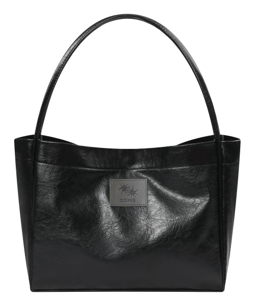 BIG LEATHER SHOULDER BAG BLACK