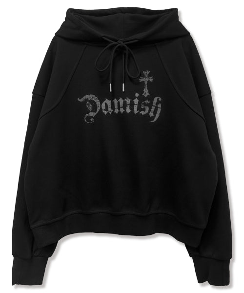 GOTHIC CROSS LETTERING HOODIE - 2 COLORS BLACK