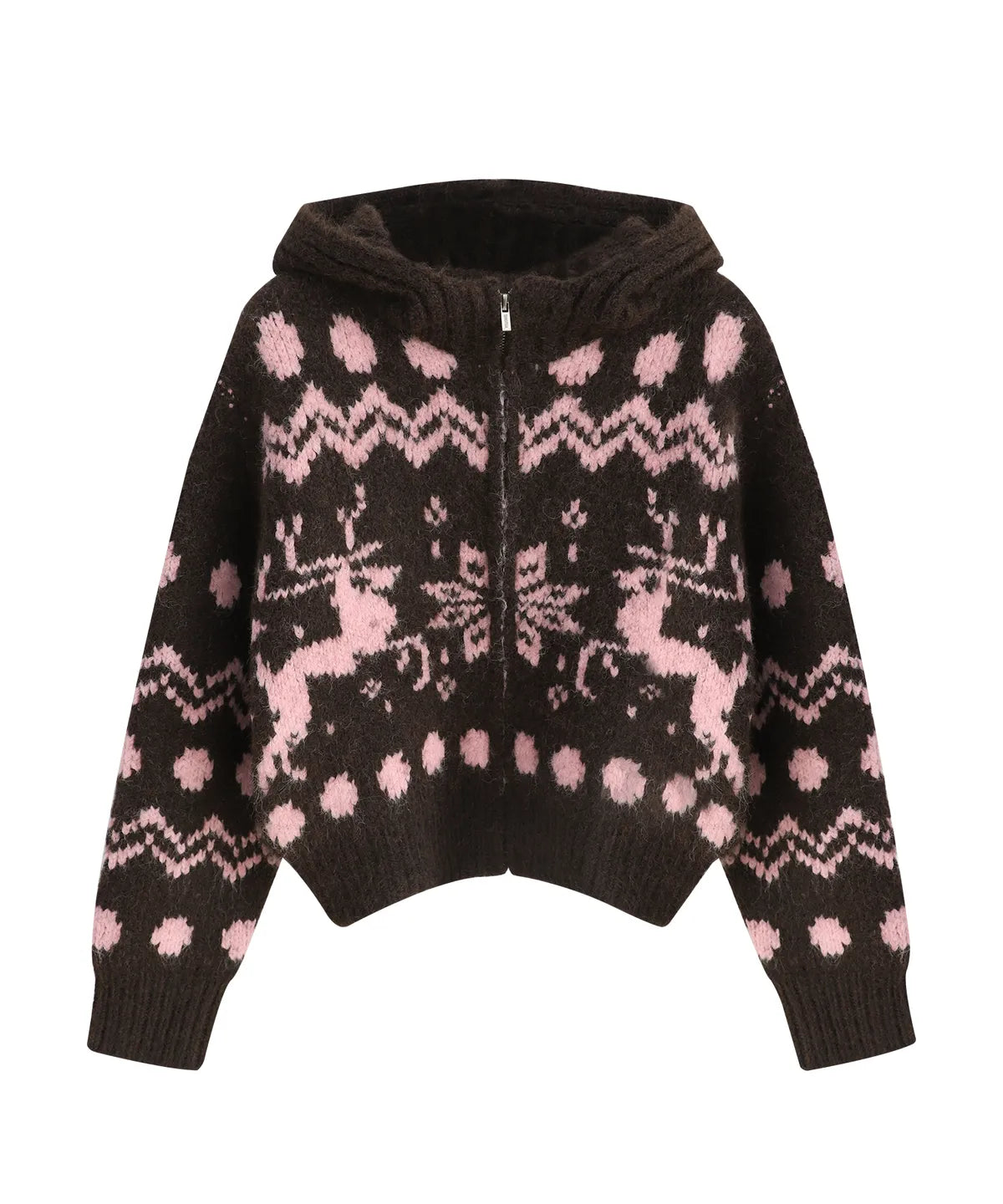 Reindeer Knit Hood Zip-up_3Colors