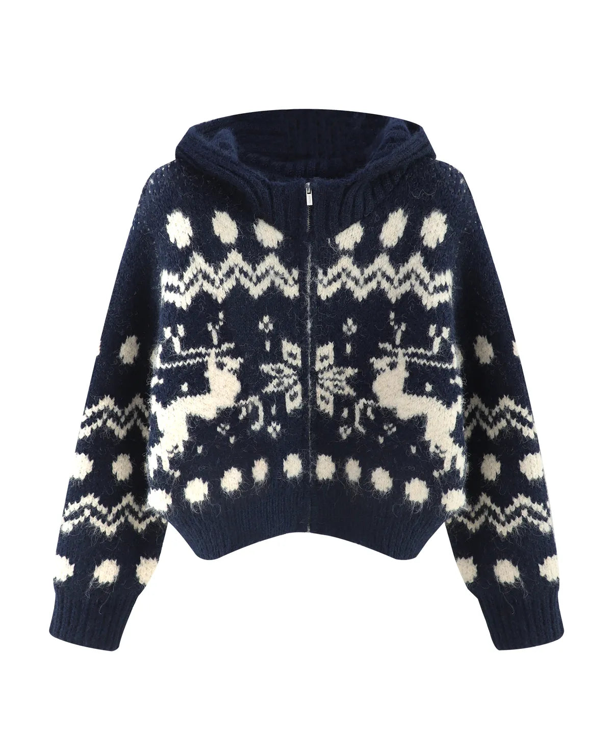 Reindeer Knit Hood Zip-up_3Colors