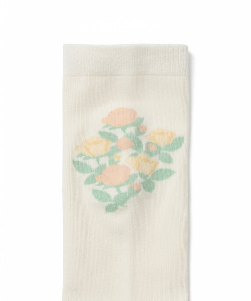 ROSE PATTERN SOCKS - 2 COLORS IVORY