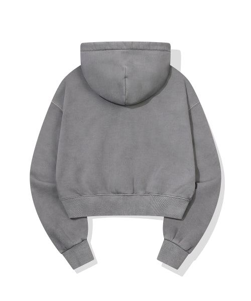 2-WAY DAY PIGMENT CROP HOOD ZIP-UP - 2 COLORS DARK GREY