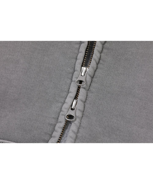 2-WAY DAY PIGMENT CROP HOOD ZIP-UP - 2 COLORS DARK GREY