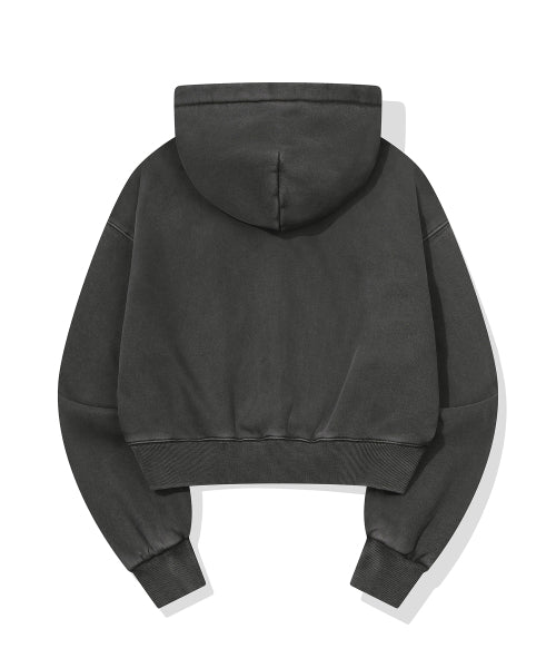 2-WAY DAY PIGMENT CROP HOOD ZIP-UP - 2 COLORS BLACK
