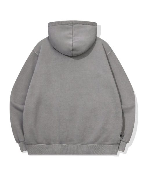 2-WAY HEART PUPPY PATCH HOOD ZIP-UP - 2 COLORS DARK GREY