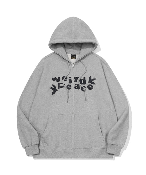 DENIM PATCH HOOD ZIP-UP - 2 COLORS GREY