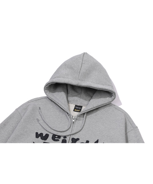 DENIM PATCH HOOD ZIP-UP - 2 COLORS GREY