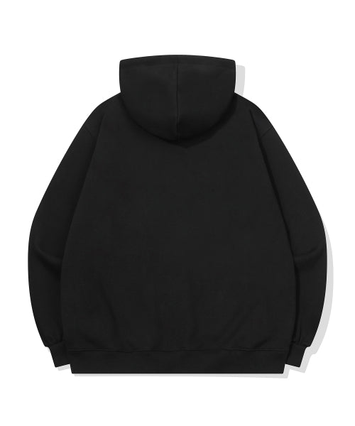 DENIM PATCH HOOD ZIP-UP - 2 COLORS BLACK