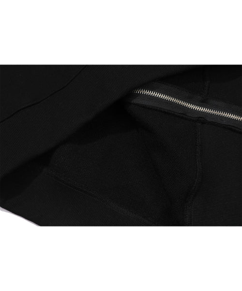 DENIM PATCH HOOD ZIP-UP - 2 COLORS BLACK