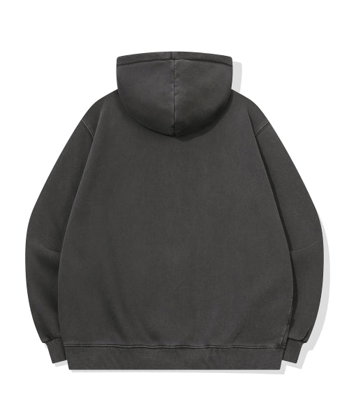 2-WAY PIGMENT HOOD ZIP-UP - 4 COLORS SMOKE BLACK