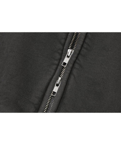 2-WAY PIGMENT HOOD ZIP-UP - 4 COLORS SMOKE BLACK