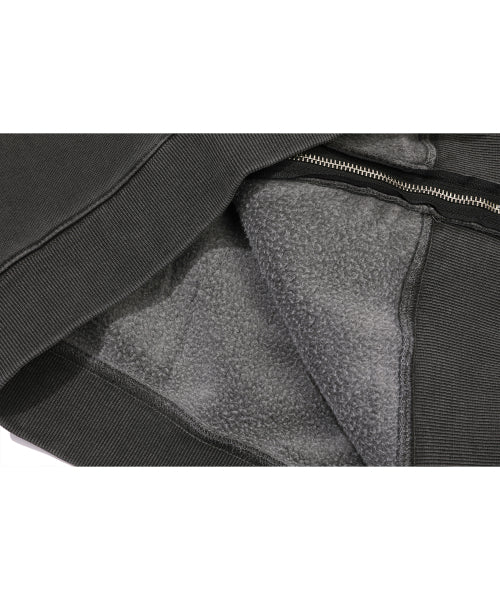 2-WAY PIGMENT HOOD ZIP-UP - 4 COLORS SMOKE BLACK
