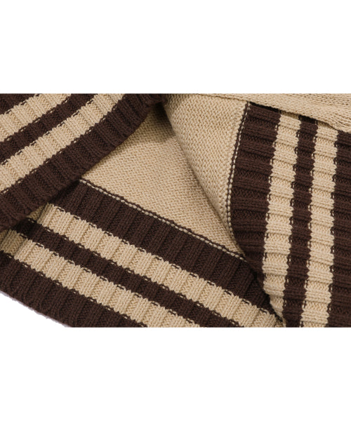 2-WAY CHERRY HOOD KNIT ZIP-UP - 2 COLORS BROWN