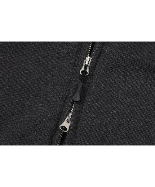 2-WAY CHERRY HOOD KNIT ZIP-UP - 2 COLORS BLUE
