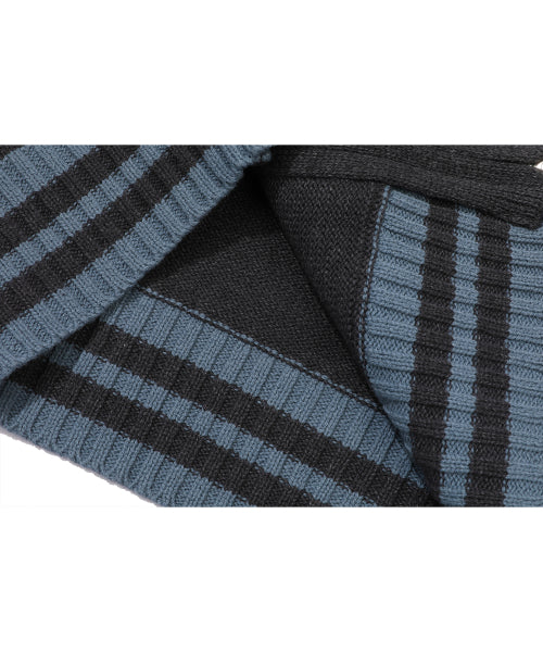 2-WAY CHERRY HOOD KNIT ZIP-UP - 2 COLORS BLUE