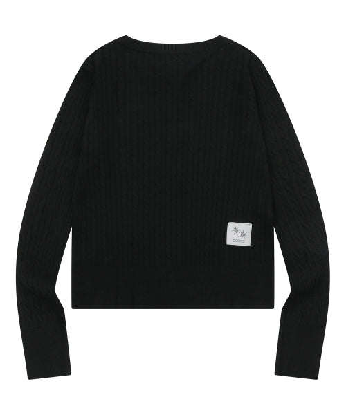 ROUND NECK KNIT CARDIGAN - 3 COLORS BLACK