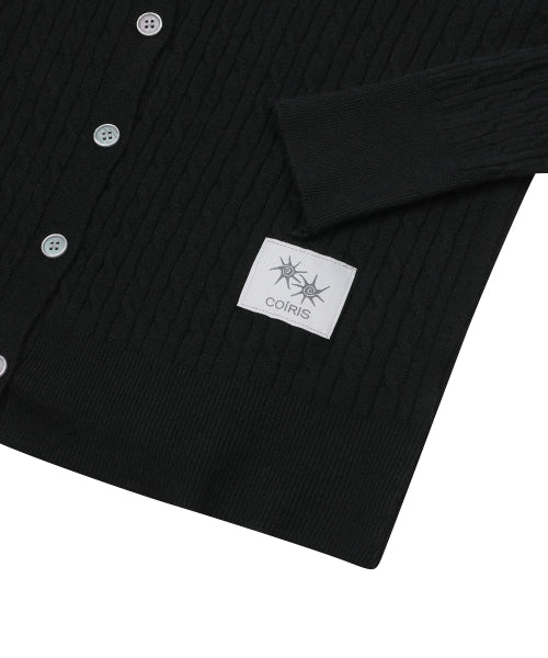 ROUND NECK KNIT CARDIGAN - 3 COLORS BLACK