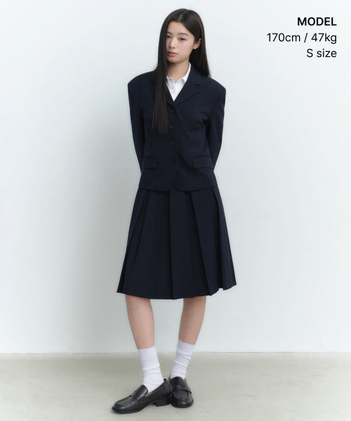WOMENS 4-BUTTON SHORT BLAZER #韓韶禧同款! - 3 COLORS NAVY