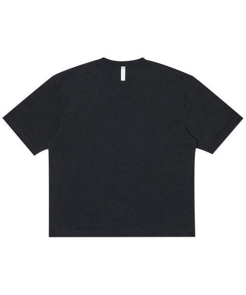WAFFLE PATCHED CROP T-SHIRT - BLACK - 2 COLORS