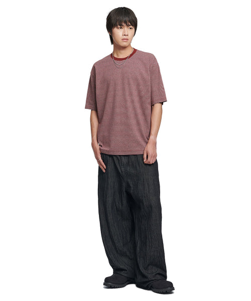FINE STRIPE T-SHIRT - BURGUNDY - 3 COLORS