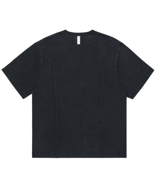 DUAL SLASH EMBLEM T-SHIRT - WASHED BLACK - 2 COLORS