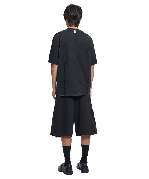 DUAL SLASH EMBLEM T-SHIRT - WASHED BLACK - 2 COLORS