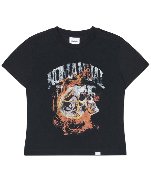 BLAZING SKULL T-SHIRT - BLACK - 2 COLORS