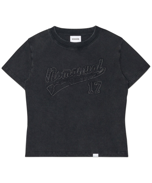 APPLIQUE T-SHIRT - WASHED BLACK - 2 COLORS