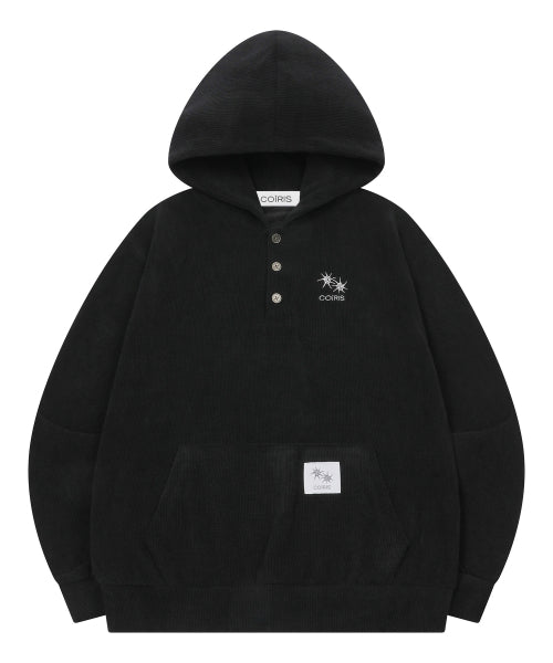 BUTTON HOODIE TEE UNISEX - 2 COLORS BLACK
